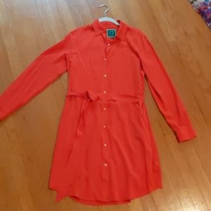 C Wonder 100% Silk Long sleeve Shirt Dress Sz M